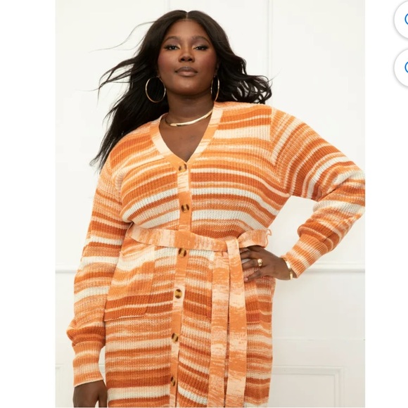 NWT ELOQUII Elements Cardigan Sweater Dress with Tie - Picture 3 of 7